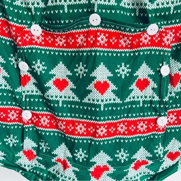 Yandy Green Christmas Tree Romper Pajamas Sleepwear Button Size XL - Picture 8 of 9